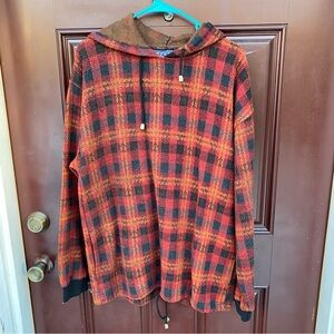EUC S Sasson hoodie plaid flannel